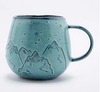Elegant Embossed Mountain Decal Big Belly Cute Ceramic Milk Water Coffee Mugs