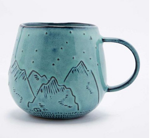 Elegant Embossed Mountain Decal Big Belly Cute Ceramic Milk Water Coffee Mugs