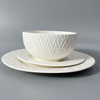 2024 Hot Sell New Bone China White Embossed 16pcs Dinner Set