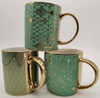 Hot Selling Electric Glaze Ceramic Porcelain Coffee Cup Mugs with Gold Handle