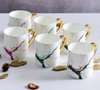 Nordic Design Luxurious Gold-plated Handle Mug Marble Design Ceramic Coffee Mug