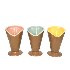 HOT Summer ICE CREAM CONE YELLOW/PINK ICE CREAM CERAMIC CUPS