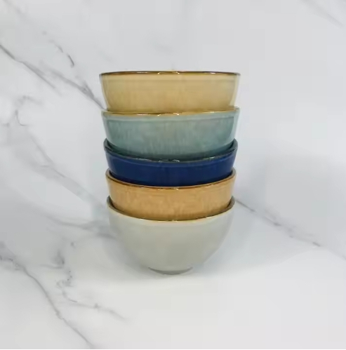 A Set of 5 Custom logo Round Bowl Soup Noodle Cereal Salad Fruit Pasta Salad Ceramic Porcelain Bowl