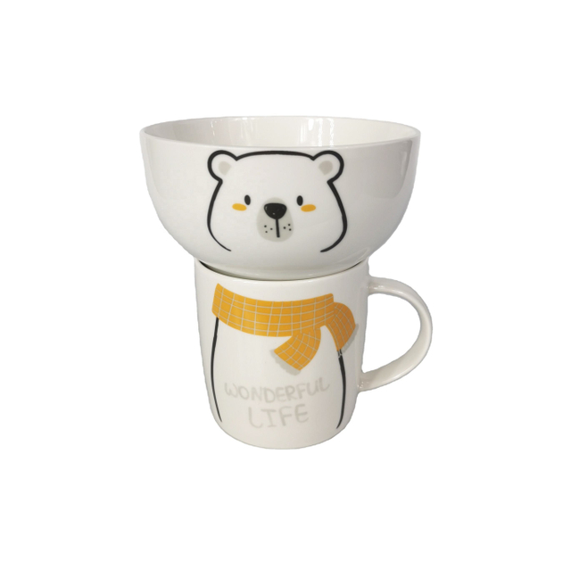 2024 Hot Selling Cute Cartoon Animal Mug Bowl Set Custom Design