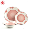 High quality pink flower printed dinnerware set factory price