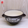 Creative color glazed embossed ceramic soup bowl hot sale