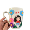 Little Girl in a Garden White Sublimation Mug Polymer Clay Mug