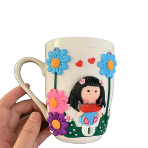 Little Girl in a Garden White Sublimation Mug Polymer Clay Mug