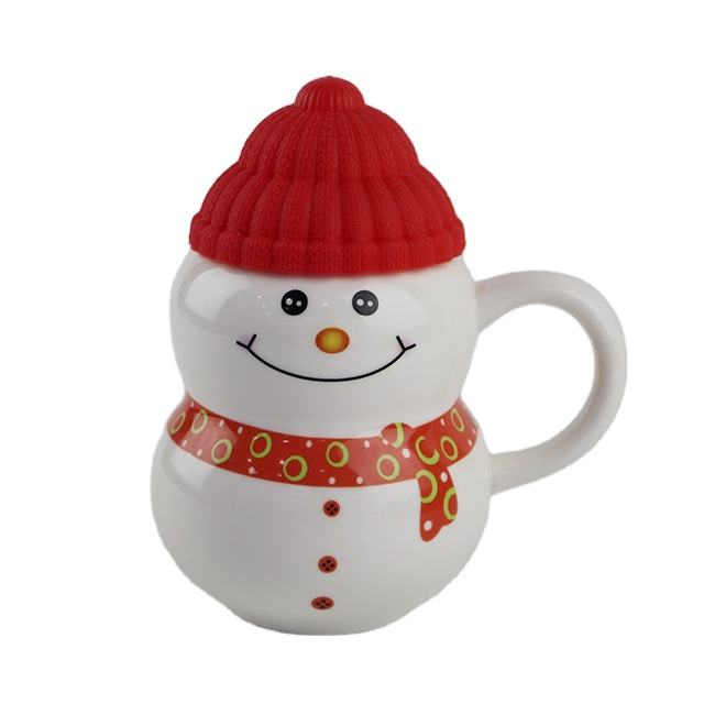 Newest christmas snowman shape coffee mug 3d ceramic cartoon mug