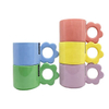 Bright colors flower handle color glaze mug set new bone china