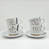Popular design color glaze embossed logo coffee cup and saucer set