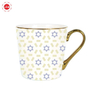 Simple design white sublimation mug gold handle decal coffee mug