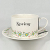 Simple floral design white coffee cup and saucer custom design