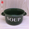 Creative color glazed embossed ceramic soup bowl hot sale