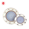 12 Pcs /16 Pcs Brown Rim Blue Floral Dinner Plate Sets Flower