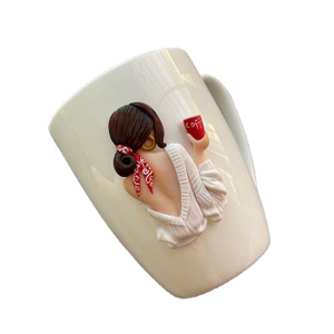 Innovative Cute Ceramic Milk Mug With Polymer Clay Girl Perfect Gift Choice