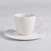 Porcelain White Embossed Coffee Cup and Saucer Set Dishwasher & Microwave Safe Reusable Home Gift