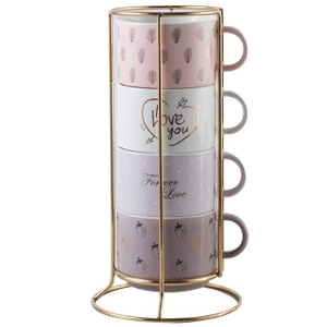 Stackable Ceramic Tea Cups Small Demitasse Mugs for Home Office Coffee Mug