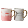 Luxury design marble effect ceramic coffee mug with gold handle