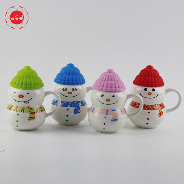 Newest christmas snowman shape coffee mug 3d ceramic cartoon mug