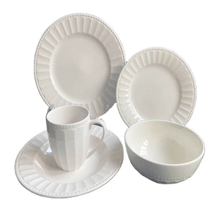 New Bone China Dinner Set Porcelain Embossed Dinnerware Set