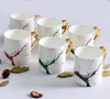 High Quality Marble Marbling Ceramic Tea Coffee Milk Mug Cup with Gold Handle