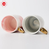 Luxury design marble effect ceramic coffee mug with gold handle