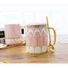Modern Nordic Arabic Ceramic Coffee Cup Mugs With Golden Spoon Lid