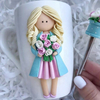 Popular Sale Cutie Little Angel Girl Polymer Clay Mug Ceramic Gift Mug