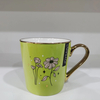 Flower Decal Gift Ceramic Coffee Mug with Golden Handle