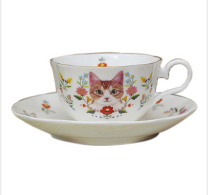 England Style Coffee Mug With Cat Designs Afternoon Tea Cup Set