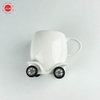 Creative Design White Ceramic Cartoon Car Mug With Wheel