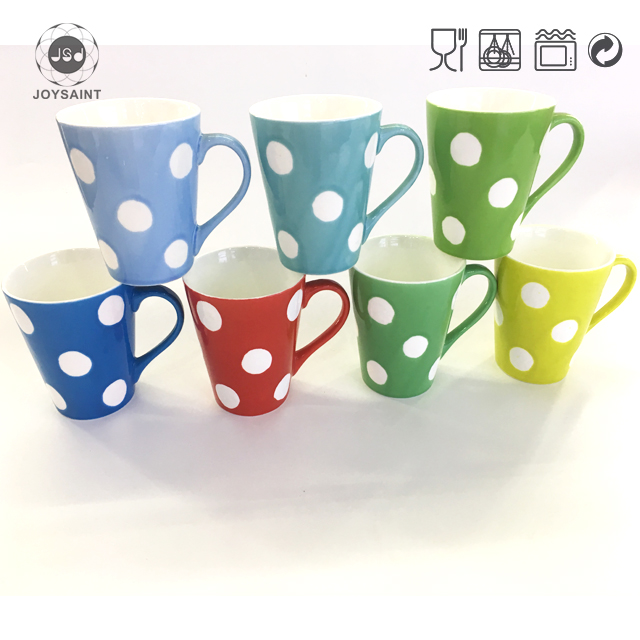 Round handle color glaze coffee mug set gold decal mug