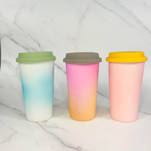Porcelain Ceramic Travel Mug Coffee Cups With Silicone Lid