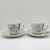 Popular design color glaze embossed logo coffee cup and saucer set