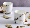 High Quality Marble Marbling Ceramic Tea Coffee Milk Mug Cup with Gold Handle