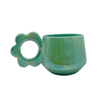 Flower handle color glaze mug nordic design coffee travel mug