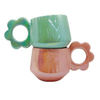 Flower handle color glaze mug nordic design coffee travel mug