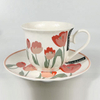Simple floral design white coffee cup and saucer custom design