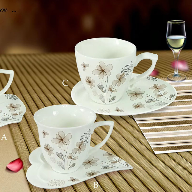 Flower Cup Best Seller Espresso Cup White Coffee Cup and Saucer Set
