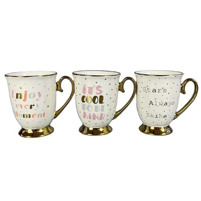 Factory Price Electroplated Gold Handle Ceramic Travel Mug