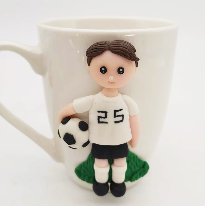 Hot Selling Boy Decoration 3D Polymer Clay Ceramic Gift Milk Coffee Cup for Father's Day