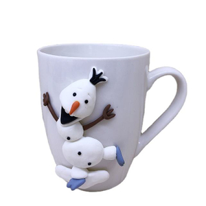 INS Ceramic Coffee Mug Lovely Snowman Mug Polymer Clay Mug