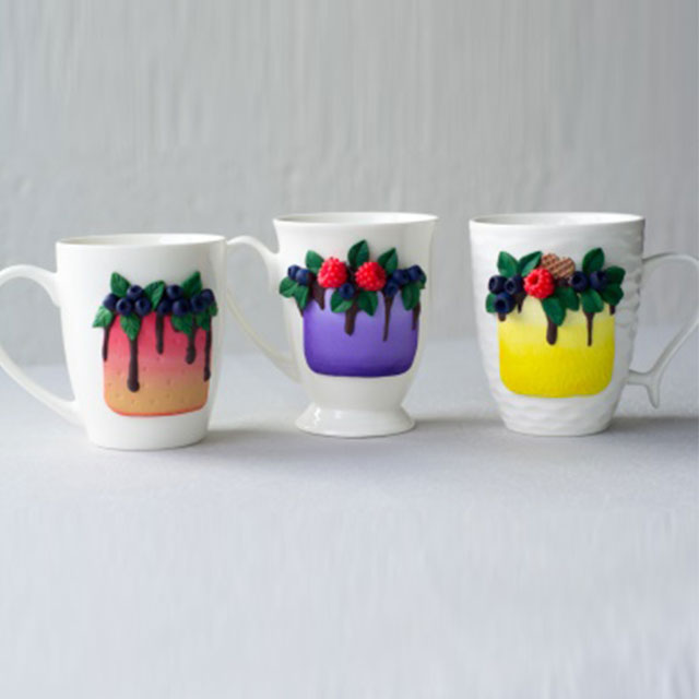 Exquisite Polymer Clay Handmade Sublimation Mug Wedding Gift