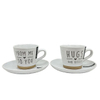 Popular design color glaze embossed logo coffee cup and saucer set