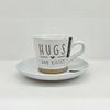 Popular design color glaze embossed logo coffee cup and saucer set
