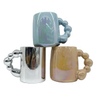 Unique design color pearl glaze coffee gift mug with special handle