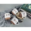 White Color Glaze Embossed logo Stacking Mug Set