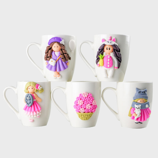 Christmas Holiday Gift Series Ceramic Polymer Clay Handmade Mug