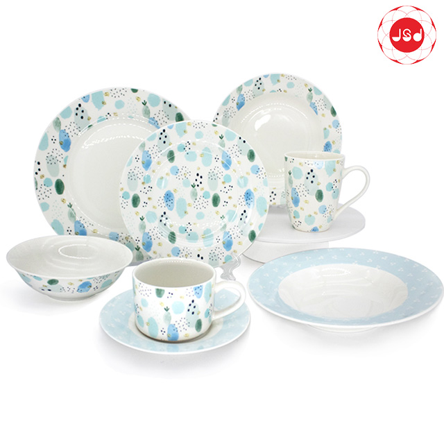 Simple Design Decal Printing 16pcs Dinner Set Plate Set